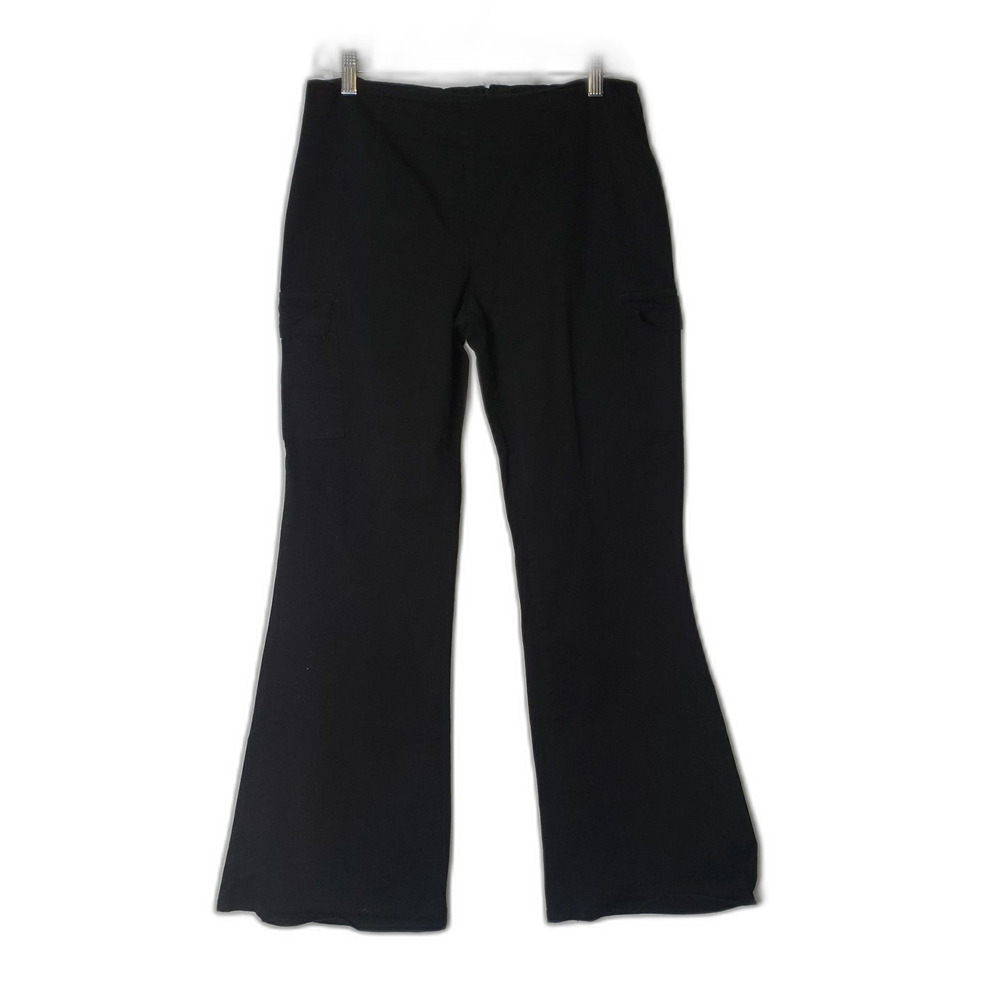 Vintage 90s IN CHARGE Black Wide Leg Stretch Cargo Jeans Juniors Size Large